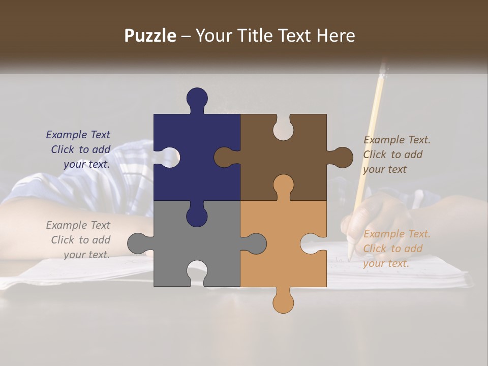 A Young Boy Writing On A Piece Of Paper With A Pencil PowerPoint Template