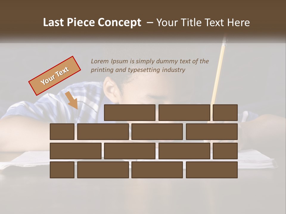 A Young Boy Writing On A Piece Of Paper With A Pencil PowerPoint Template