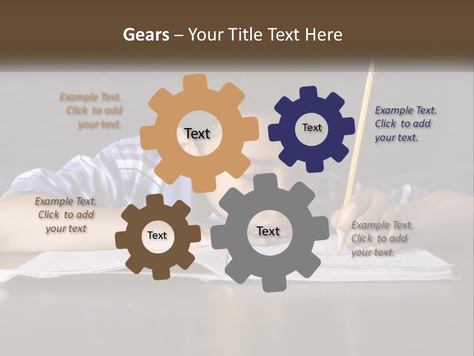 A Young Boy Writing On A Piece Of Paper With A Pencil PowerPoint Template