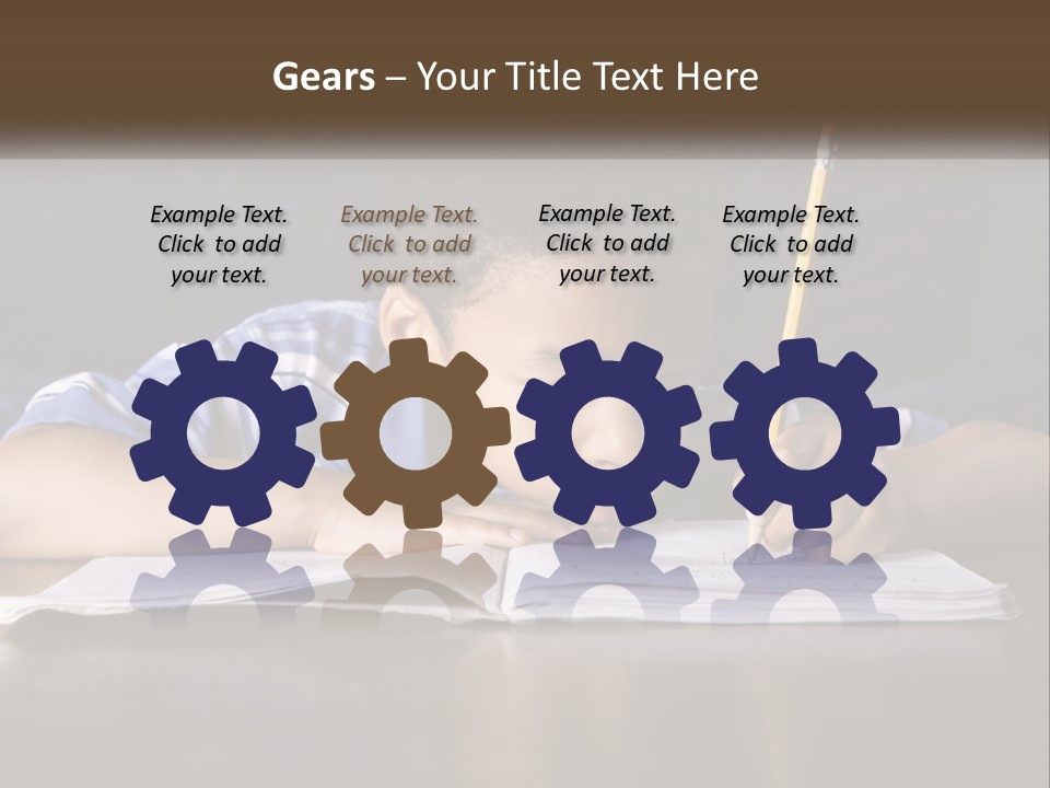 A Young Boy Writing On A Piece Of Paper With A Pencil PowerPoint Template