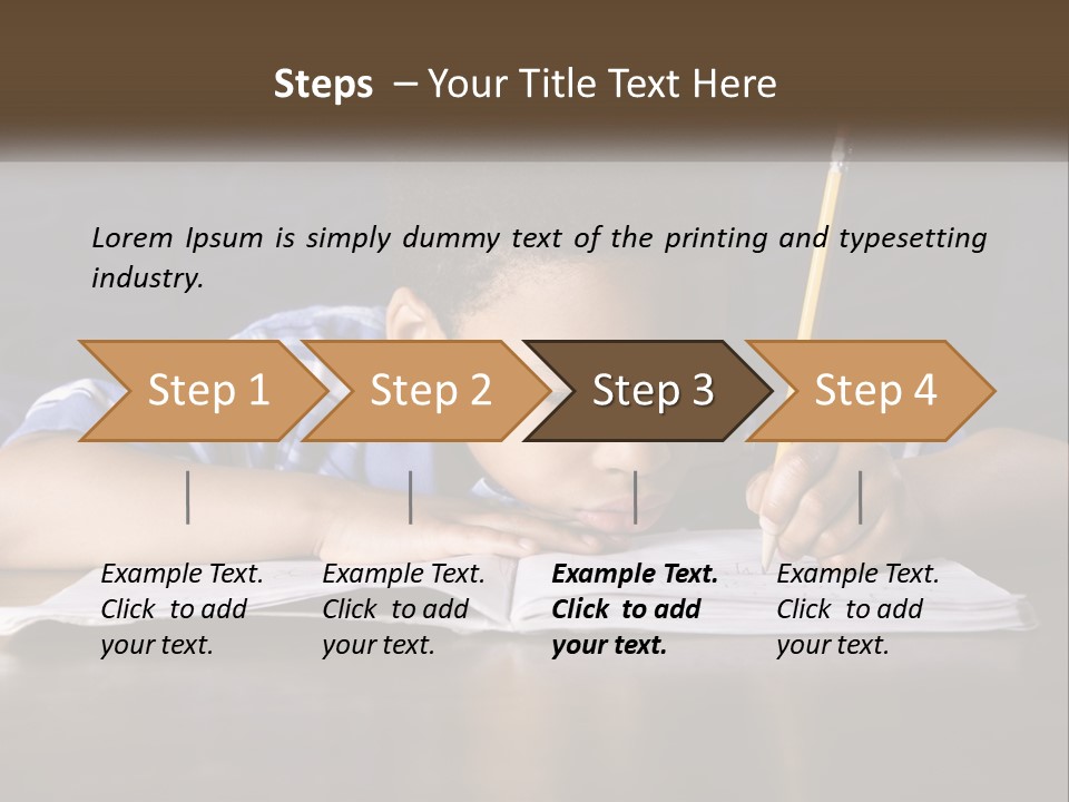A Young Boy Writing On A Piece Of Paper With A Pencil PowerPoint Template