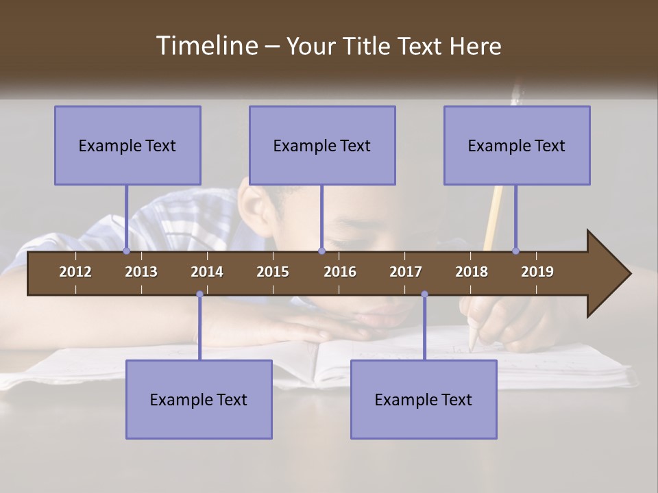 A Young Boy Writing On A Piece Of Paper With A Pencil PowerPoint Template
