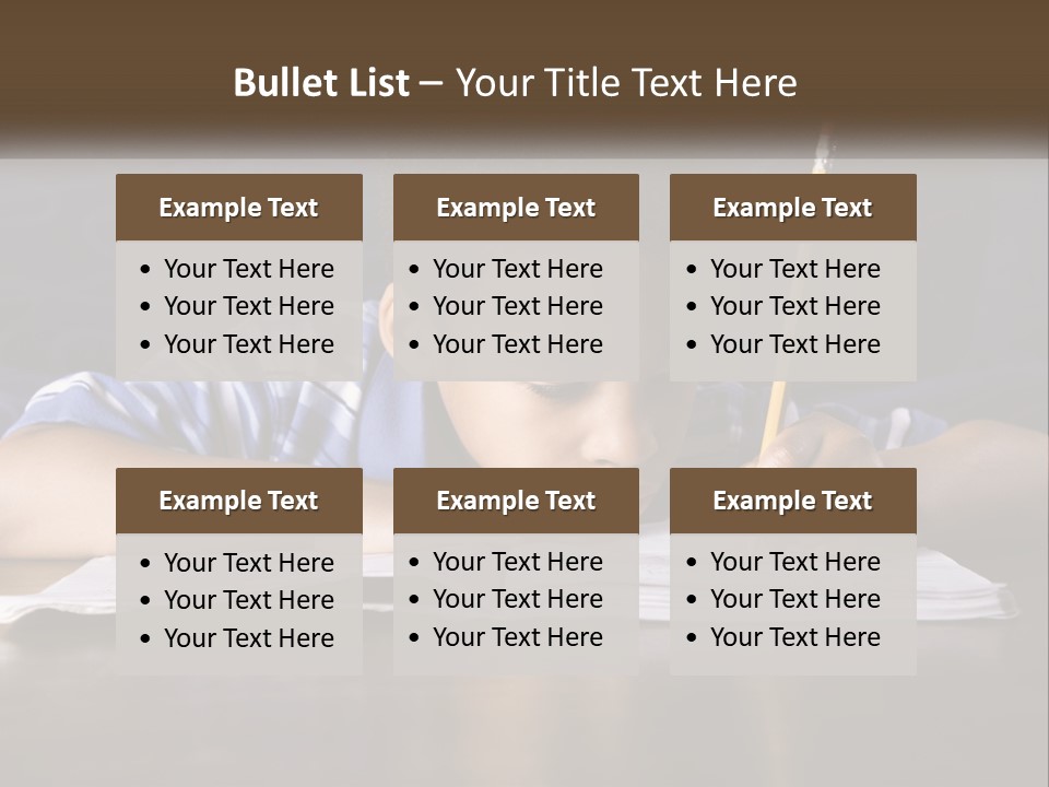 A Young Boy Writing On A Piece Of Paper With A Pencil PowerPoint Template