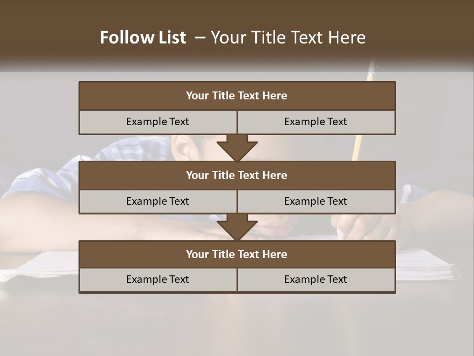 A Young Boy Writing On A Piece Of Paper With A Pencil PowerPoint Template