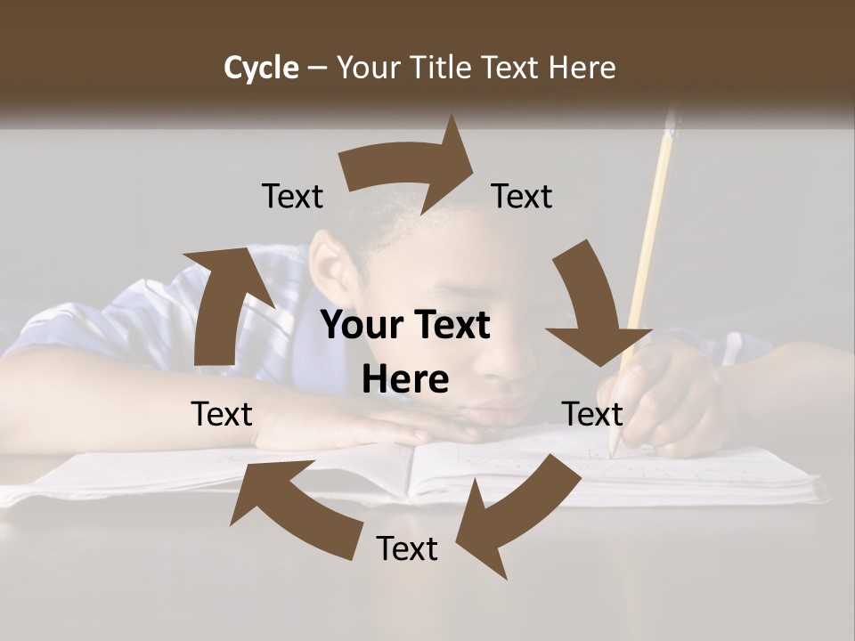 A Young Boy Writing On A Piece Of Paper With A Pencil PowerPoint Template
