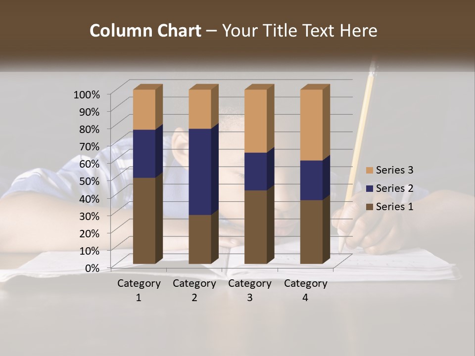 A Young Boy Writing On A Piece Of Paper With A Pencil PowerPoint Template