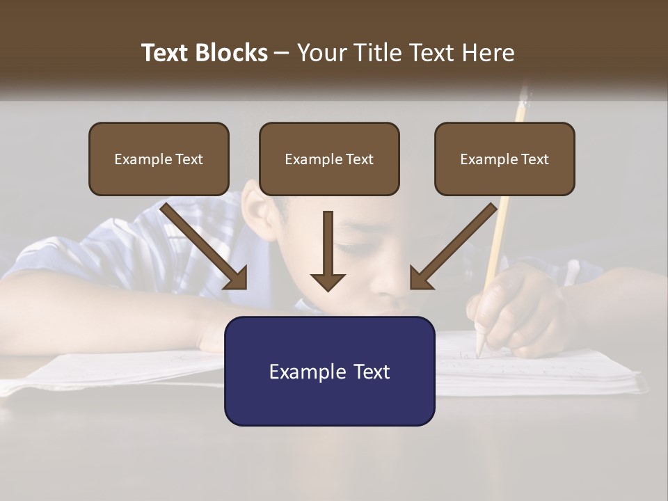 A Young Boy Writing On A Piece Of Paper With A Pencil PowerPoint Template