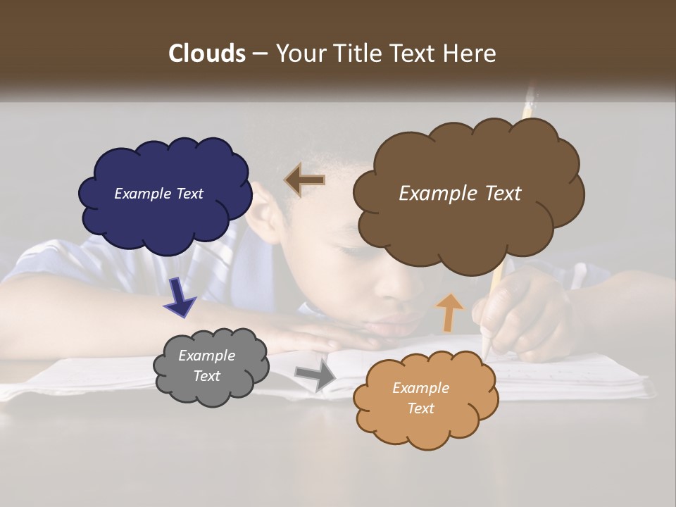 A Young Boy Writing On A Piece Of Paper With A Pencil PowerPoint Template