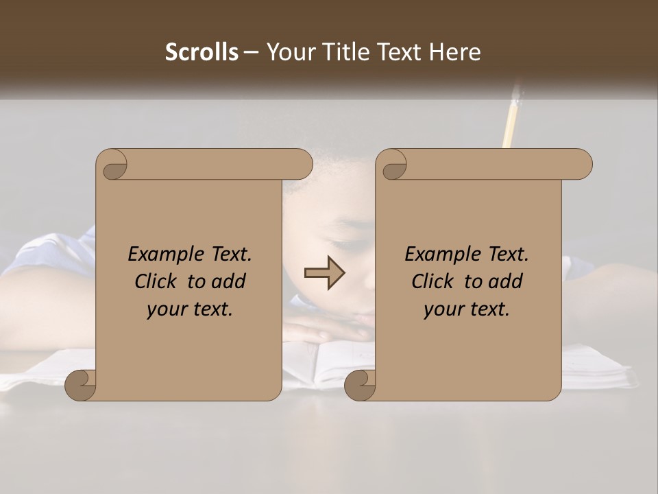 A Young Boy Writing On A Piece Of Paper With A Pencil PowerPoint Template