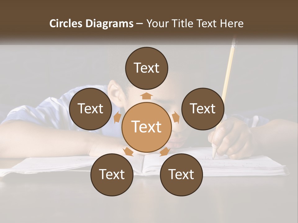 A Young Boy Writing On A Piece Of Paper With A Pencil PowerPoint Template