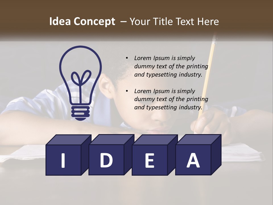 A Young Boy Writing On A Piece Of Paper With A Pencil PowerPoint Template