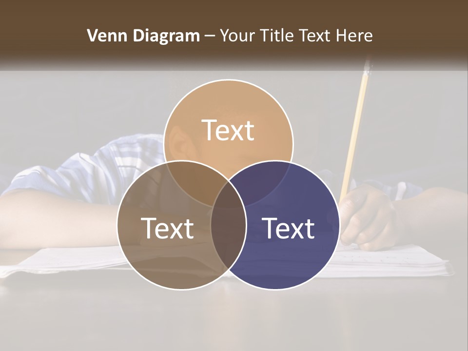 A Young Boy Writing On A Piece Of Paper With A Pencil PowerPoint Template