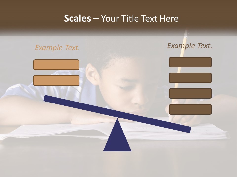 A Young Boy Writing On A Piece Of Paper With A Pencil PowerPoint Template