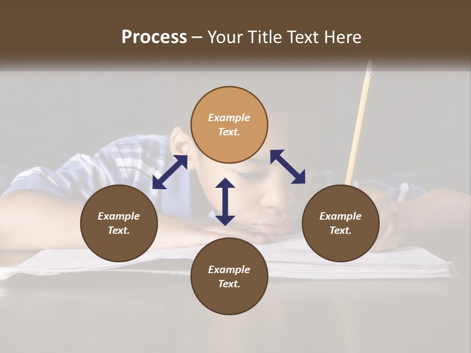 A Young Boy Writing On A Piece Of Paper With A Pencil PowerPoint Template