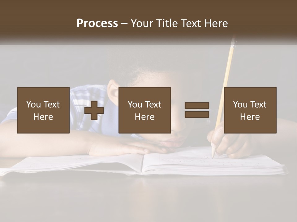 A Young Boy Writing On A Piece Of Paper With A Pencil PowerPoint Template