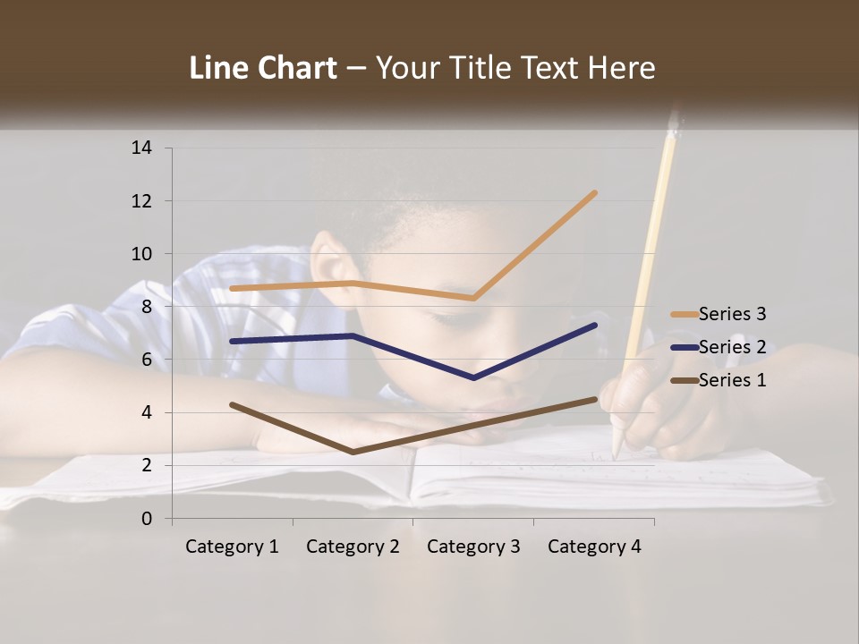 A Young Boy Writing On A Piece Of Paper With A Pencil PowerPoint Template
