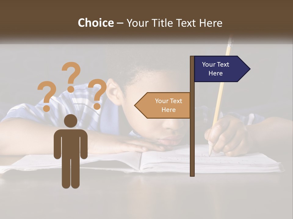 A Young Boy Writing On A Piece Of Paper With A Pencil PowerPoint Template