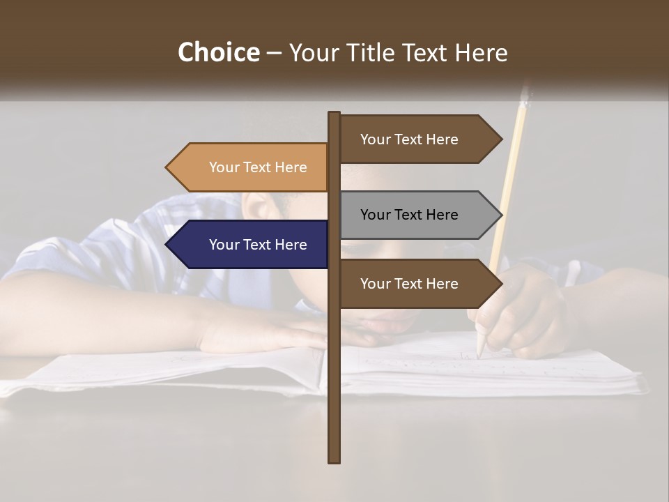A Young Boy Writing On A Piece Of Paper With A Pencil PowerPoint Template