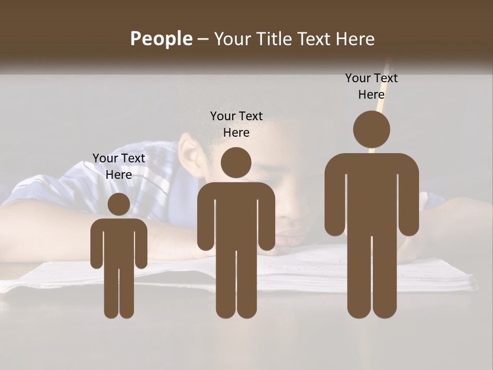 A Young Boy Writing On A Piece Of Paper With A Pencil PowerPoint Template