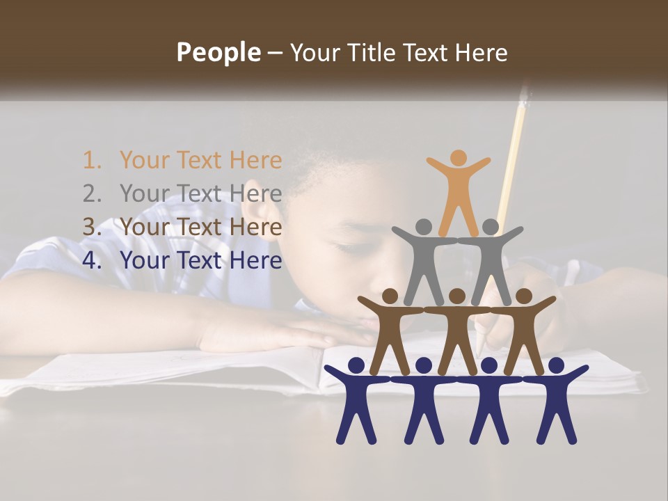 A Young Boy Writing On A Piece Of Paper With A Pencil PowerPoint Template