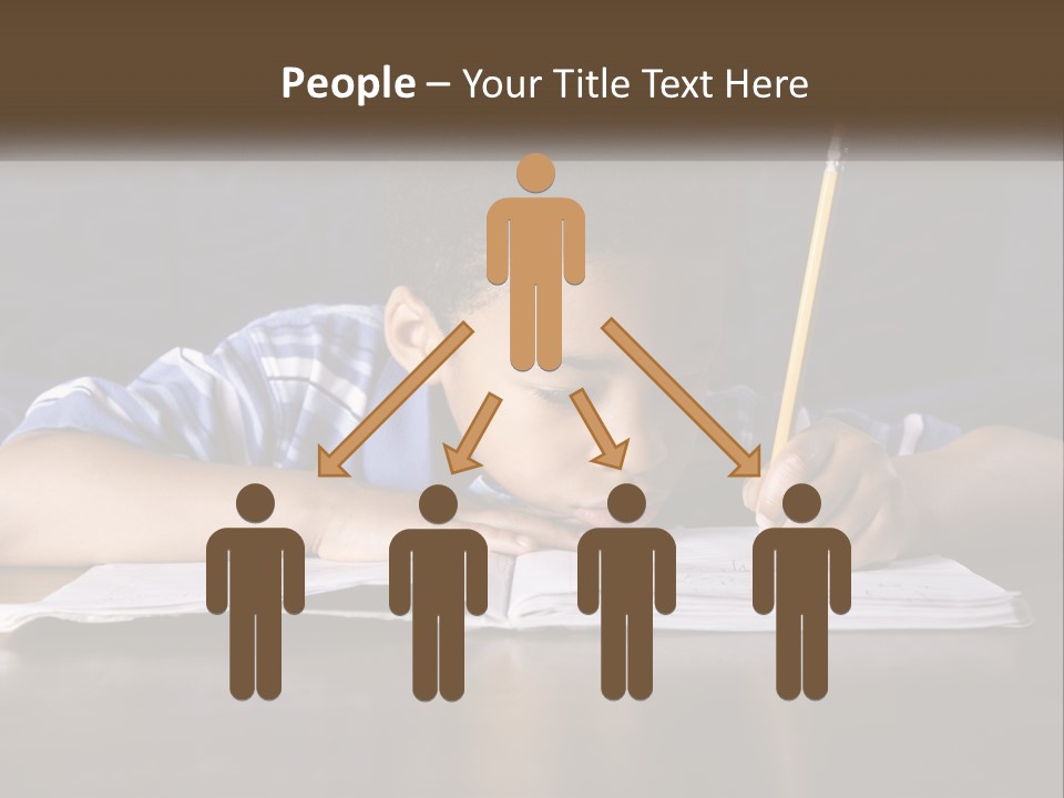 A Young Boy Writing On A Piece Of Paper With A Pencil PowerPoint Template