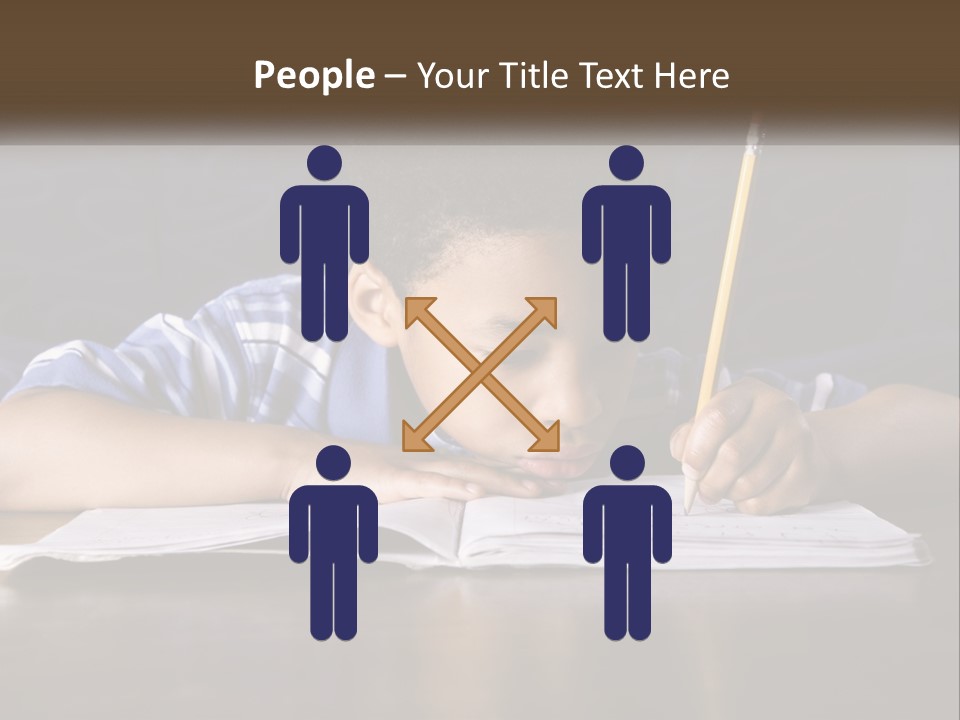 A Young Boy Writing On A Piece Of Paper With A Pencil PowerPoint Template