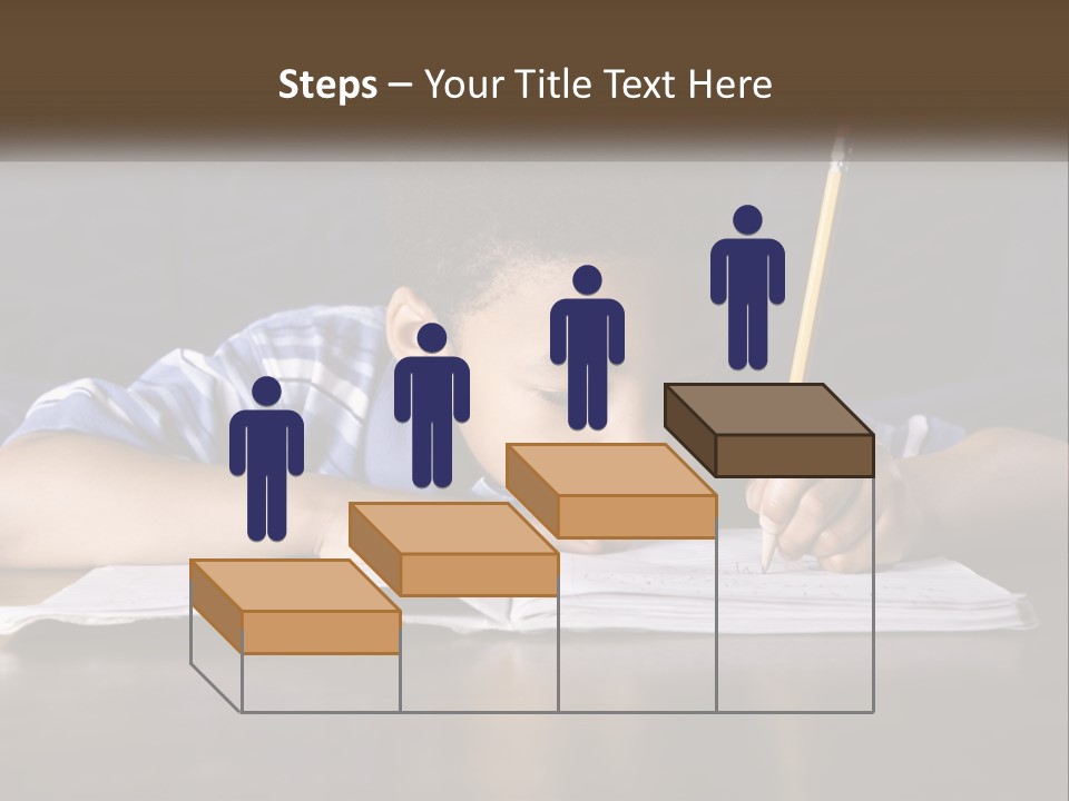 A Young Boy Writing On A Piece Of Paper With A Pencil PowerPoint Template