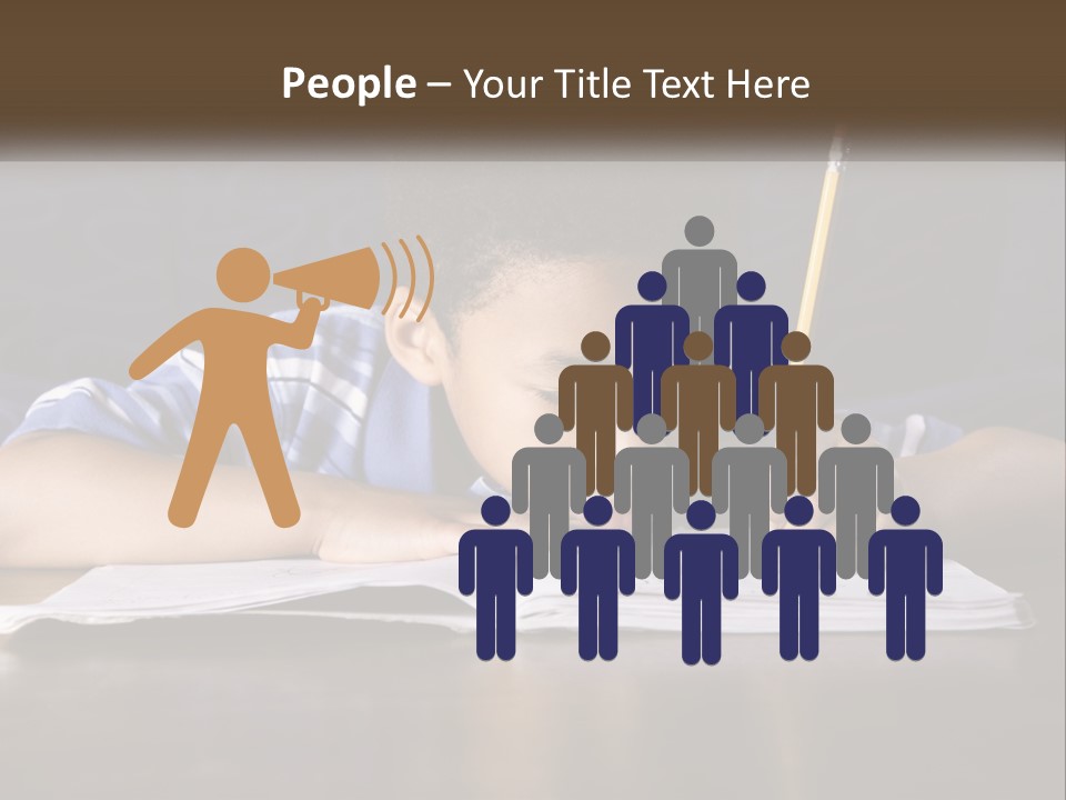 A Young Boy Writing On A Piece Of Paper With A Pencil PowerPoint Template