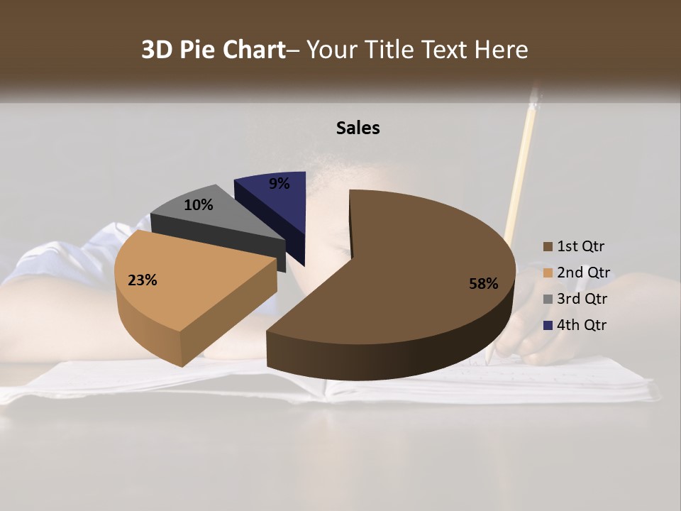A Young Boy Writing On A Piece Of Paper With A Pencil PowerPoint Template