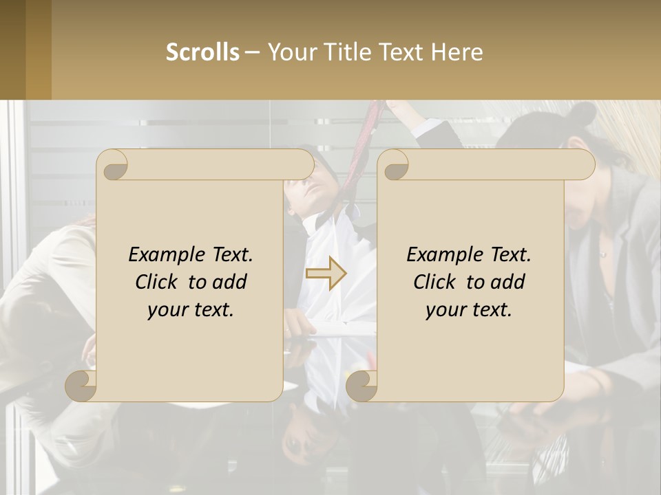 A Group Of People Sitting Around A Table With Papers PowerPoint Template