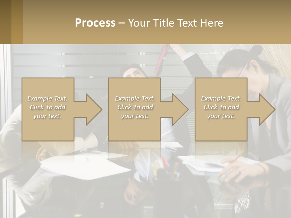 A Group Of People Sitting Around A Table With Papers PowerPoint Template