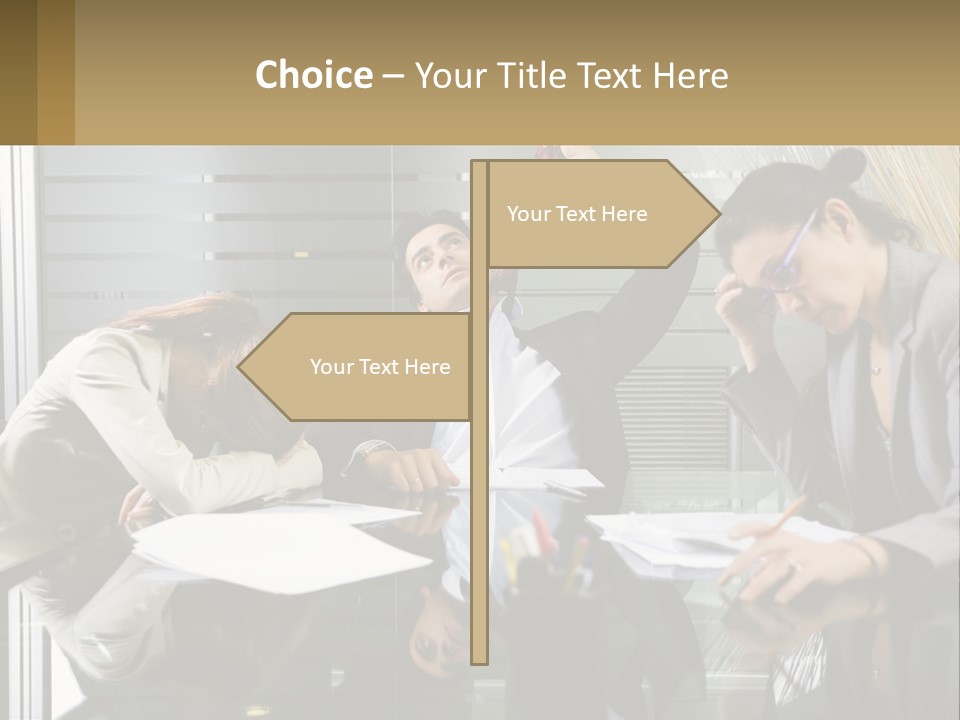 A Group Of People Sitting Around A Table With Papers PowerPoint Template