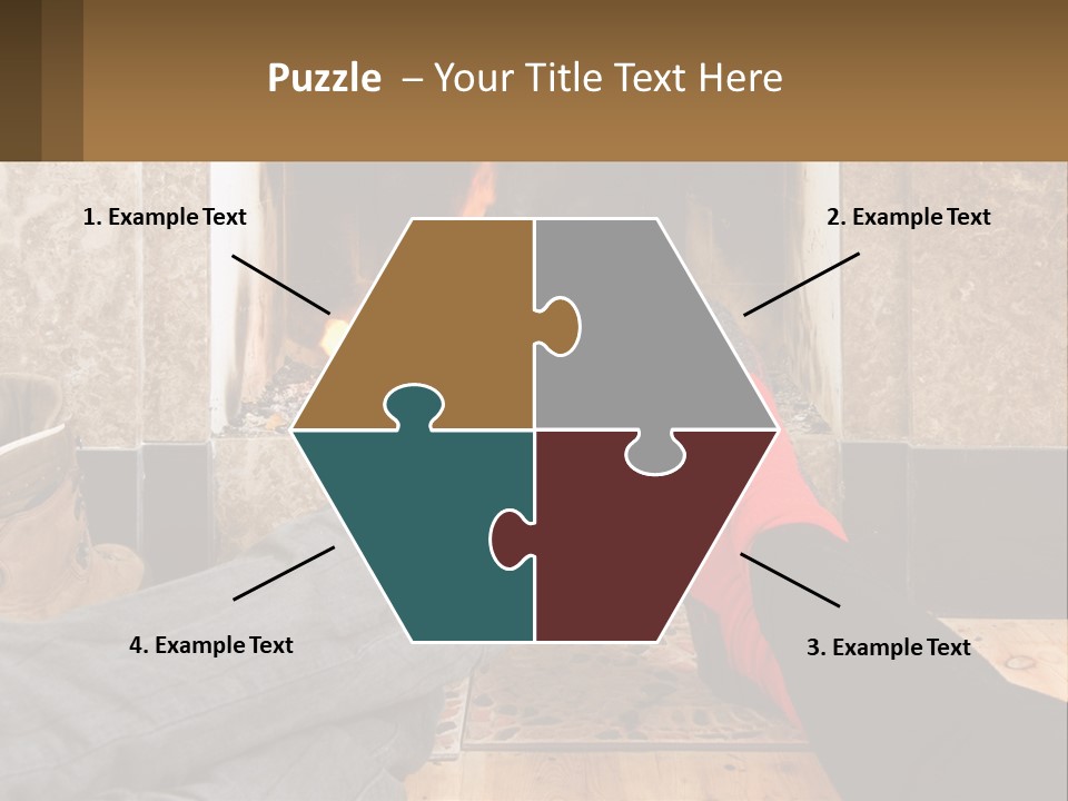 A Person Sitting In Front Of A Fireplace With Their Feet Up PowerPoint Template