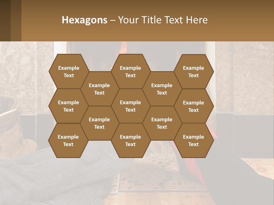 A Person Sitting In Front Of A Fireplace With Their Feet Up PowerPoint Template