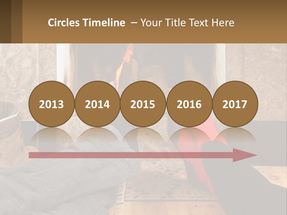 A Person Sitting In Front Of A Fireplace With Their Feet Up PowerPoint Template