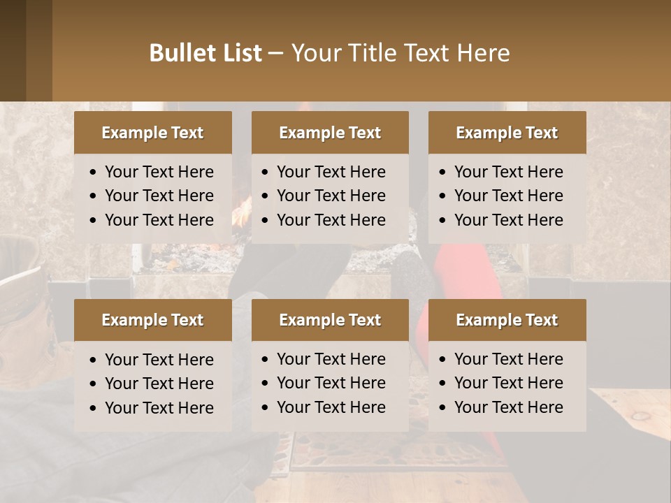 A Person Sitting In Front Of A Fireplace With Their Feet Up PowerPoint Template