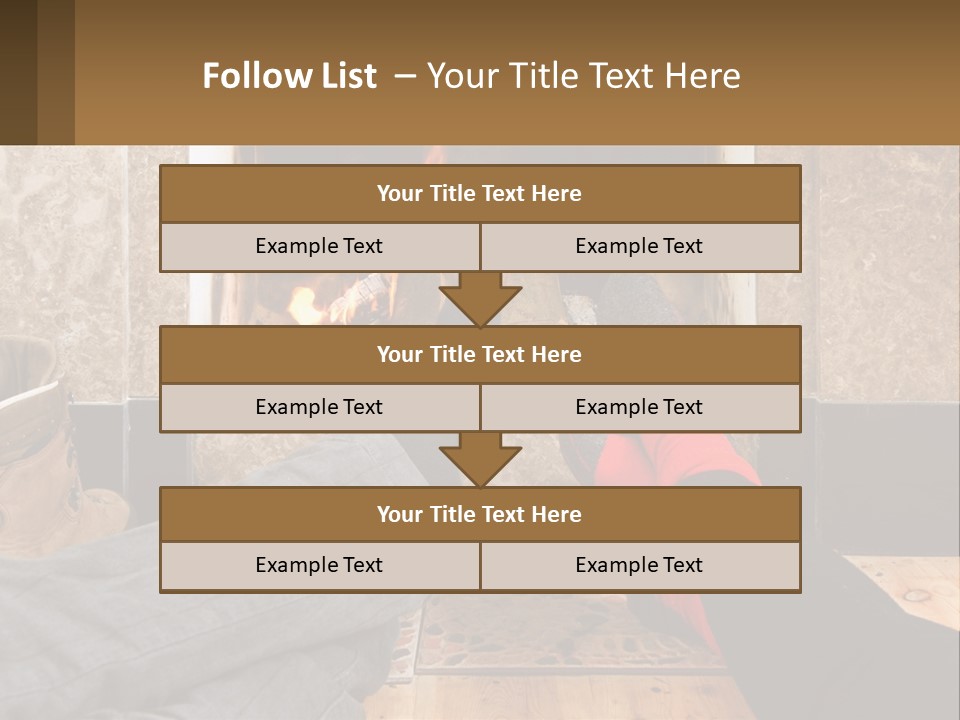 A Person Sitting In Front Of A Fireplace With Their Feet Up PowerPoint Template