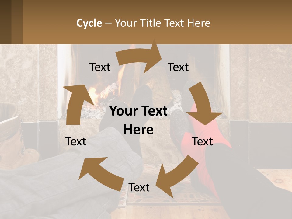 A Person Sitting In Front Of A Fireplace With Their Feet Up PowerPoint Template