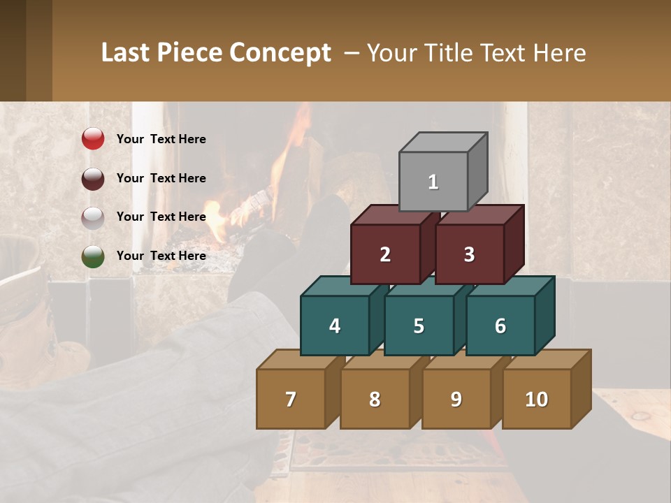 A Person Sitting In Front Of A Fireplace With Their Feet Up PowerPoint Template
