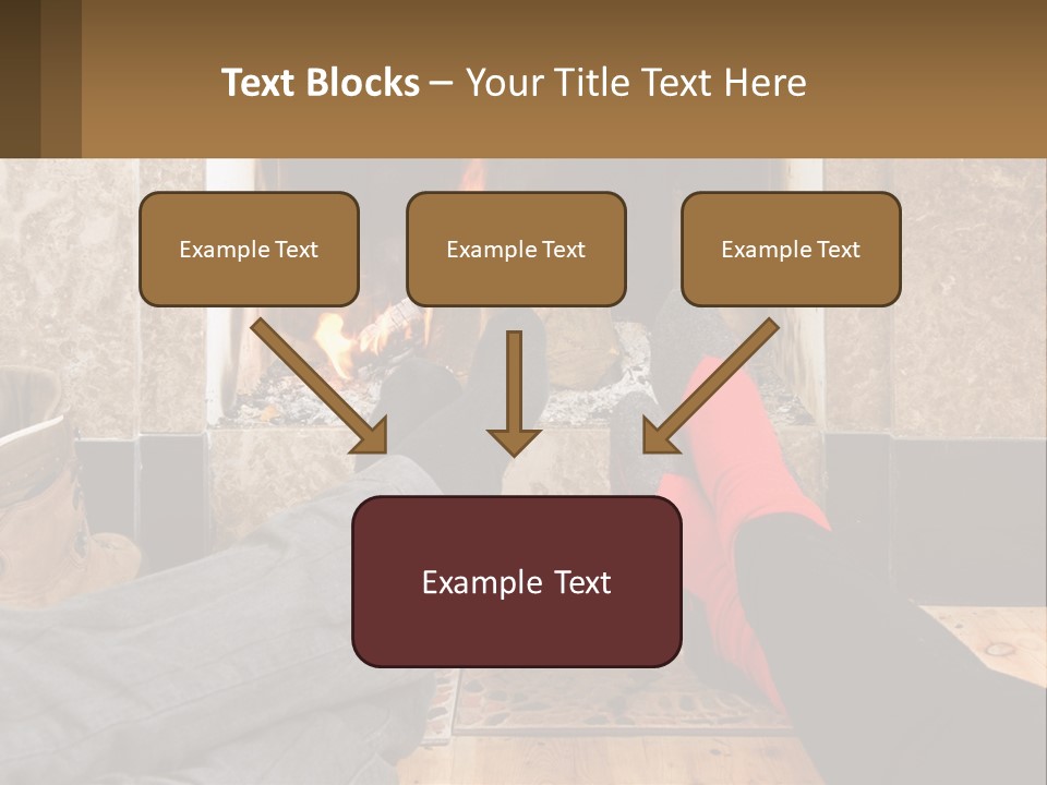 A Person Sitting In Front Of A Fireplace With Their Feet Up PowerPoint Template
