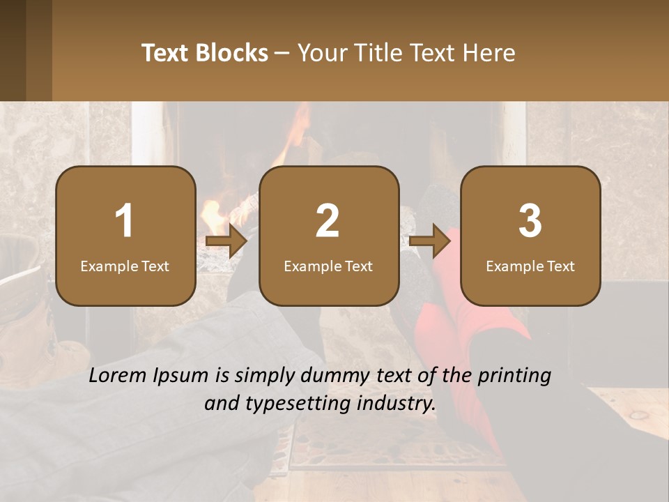 A Person Sitting In Front Of A Fireplace With Their Feet Up PowerPoint Template