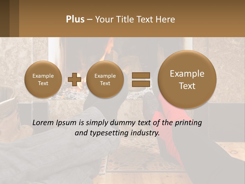 A Person Sitting In Front Of A Fireplace With Their Feet Up PowerPoint Template