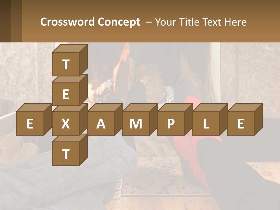 A Person Sitting In Front Of A Fireplace With Their Feet Up PowerPoint Template