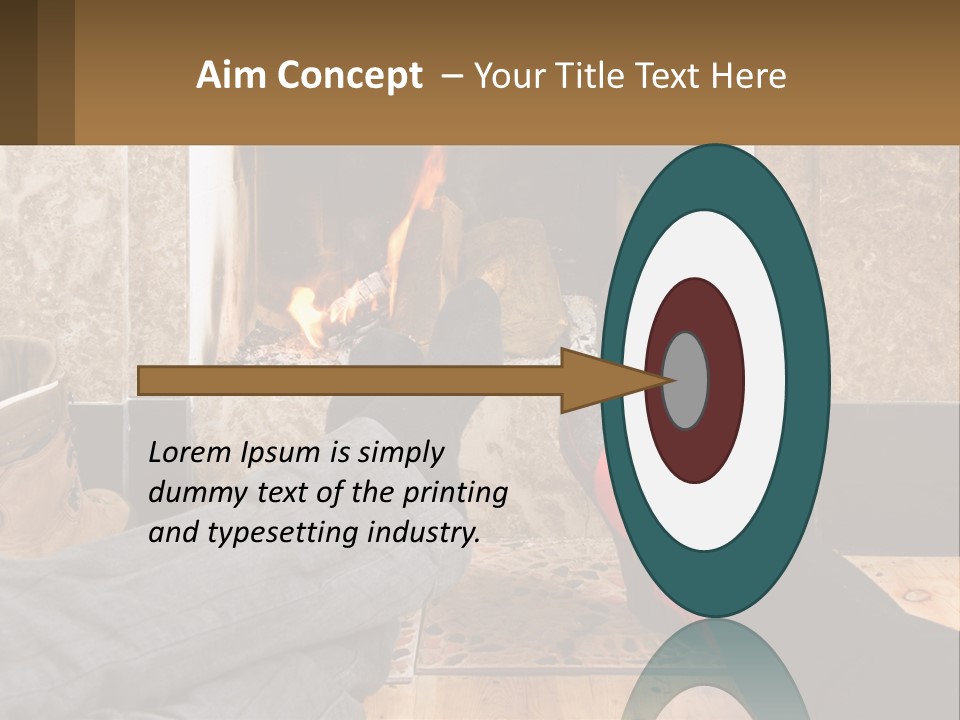 A Person Sitting In Front Of A Fireplace With Their Feet Up PowerPoint Template