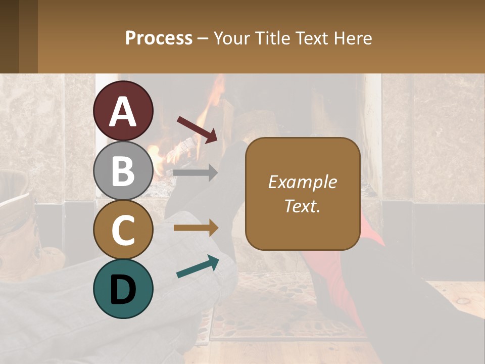 A Person Sitting In Front Of A Fireplace With Their Feet Up PowerPoint Template