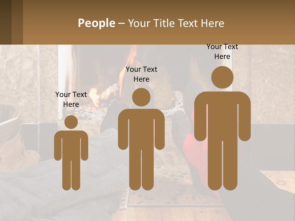 A Person Sitting In Front Of A Fireplace With Their Feet Up PowerPoint Template