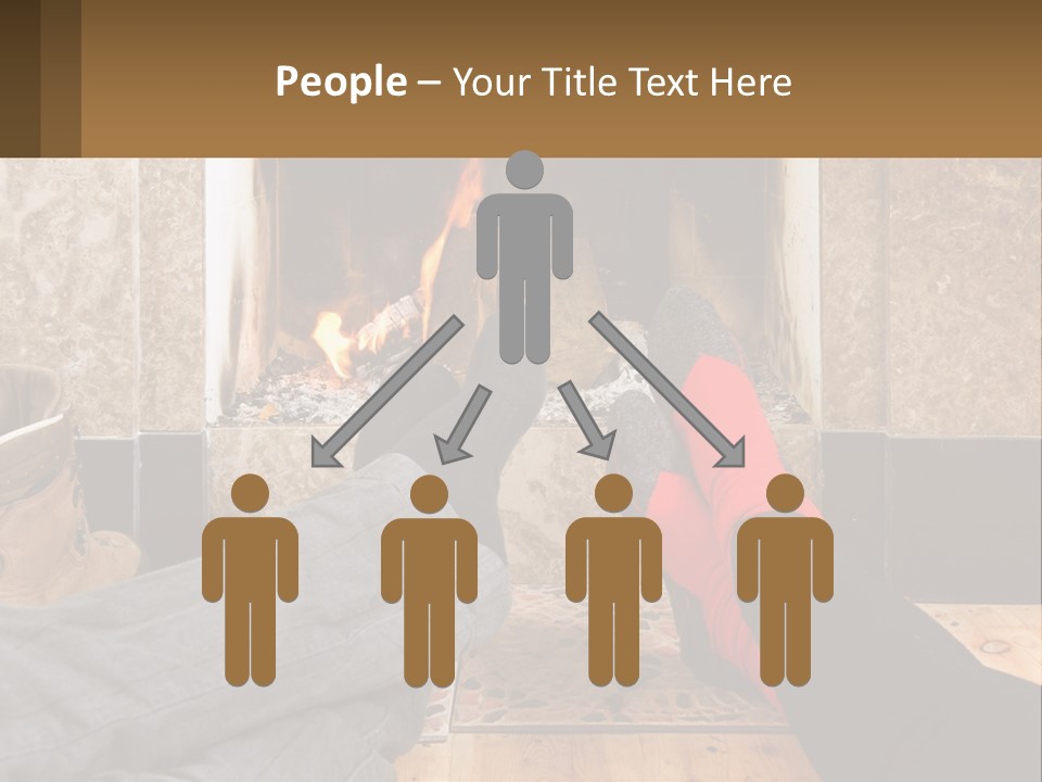 A Person Sitting In Front Of A Fireplace With Their Feet Up PowerPoint Template