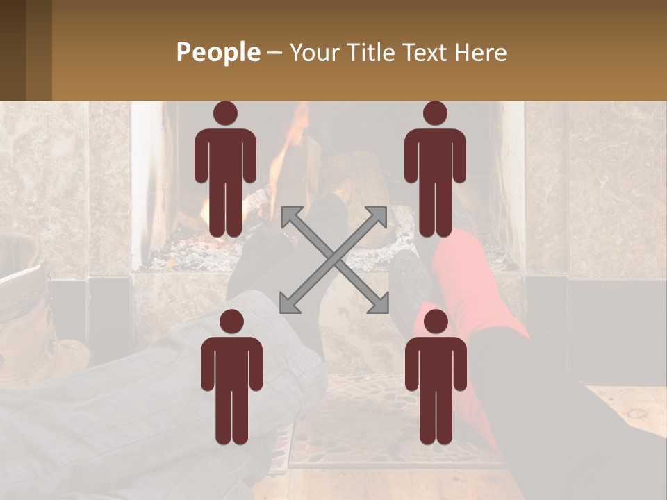 A Person Sitting In Front Of A Fireplace With Their Feet Up PowerPoint Template