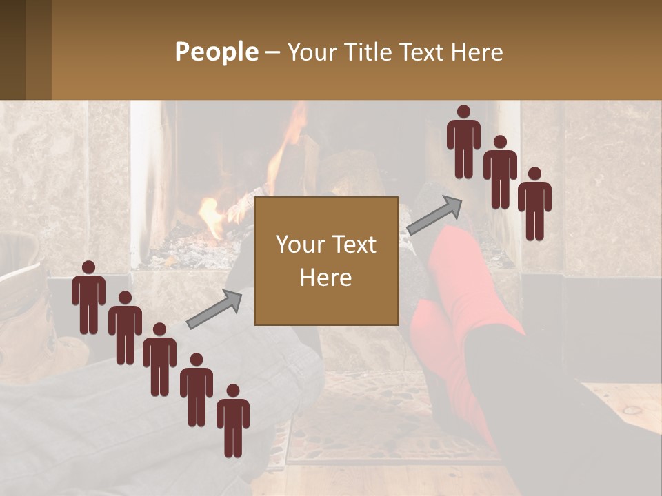 A Person Sitting In Front Of A Fireplace With Their Feet Up PowerPoint Template