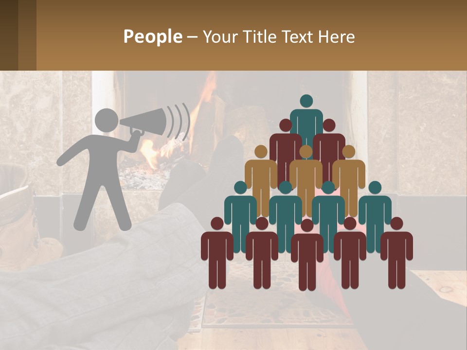 A Person Sitting In Front Of A Fireplace With Their Feet Up PowerPoint Template